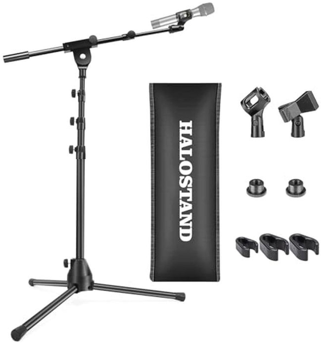 Vloer Microfoonstandaard Opvouwbaar Statief met Boom Arm en Accessoires voor Karaoke en Podium