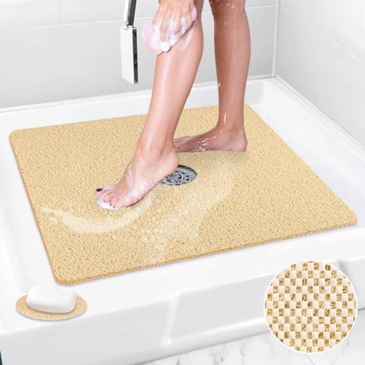 Vierkante Antislip Douchemat - 78 x 78 cm Douchemats voor Inloopdouche - PVC Douchemat met