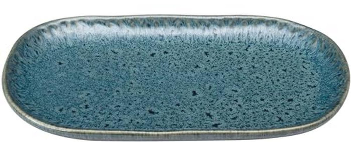 Hoekig keramieken serveerschaal - voor apero, snacks en kaas - 22x12 cm - magnetron- en vaatwasmachinebestendig - blauw
