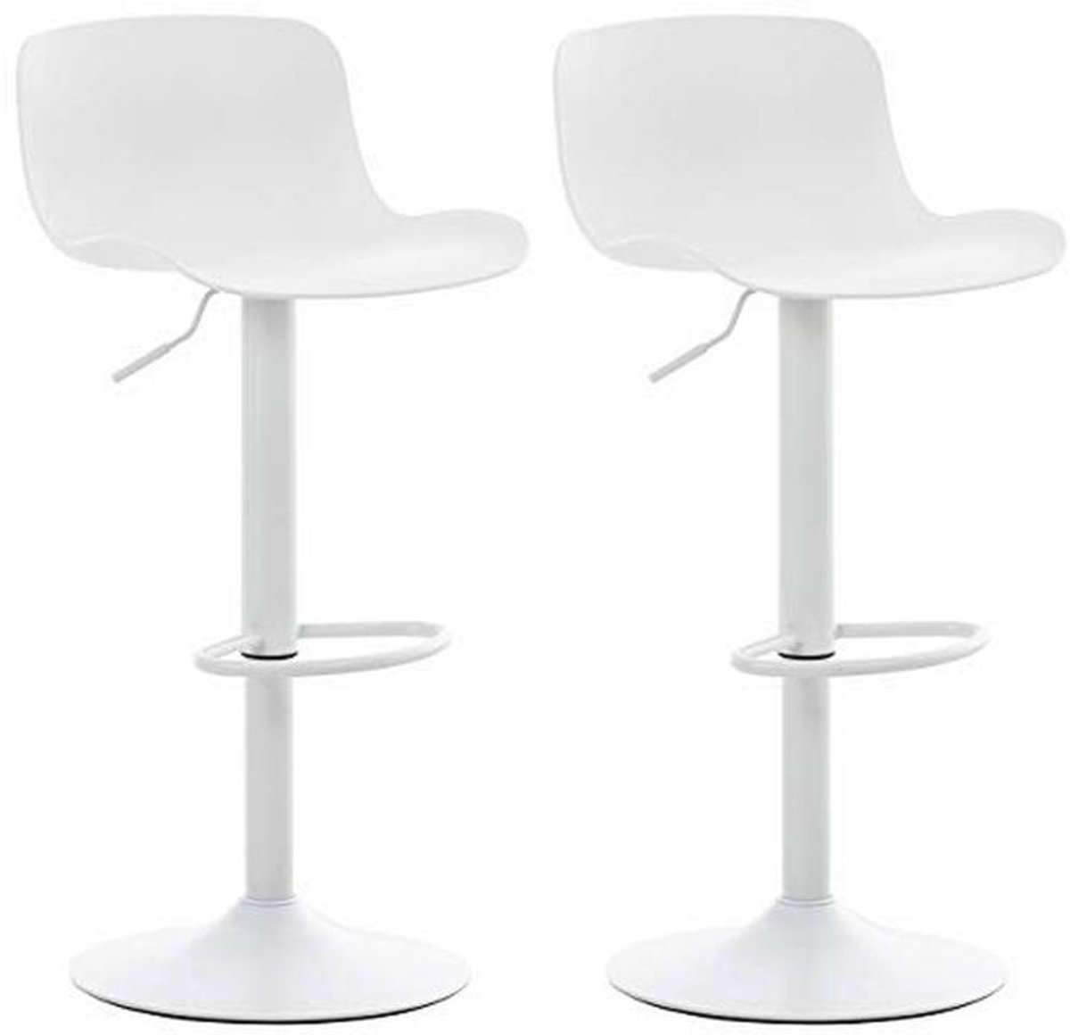 Set van 2 Hoge Barkrukken - Verstelbare Kunststof Zitting, Wit
