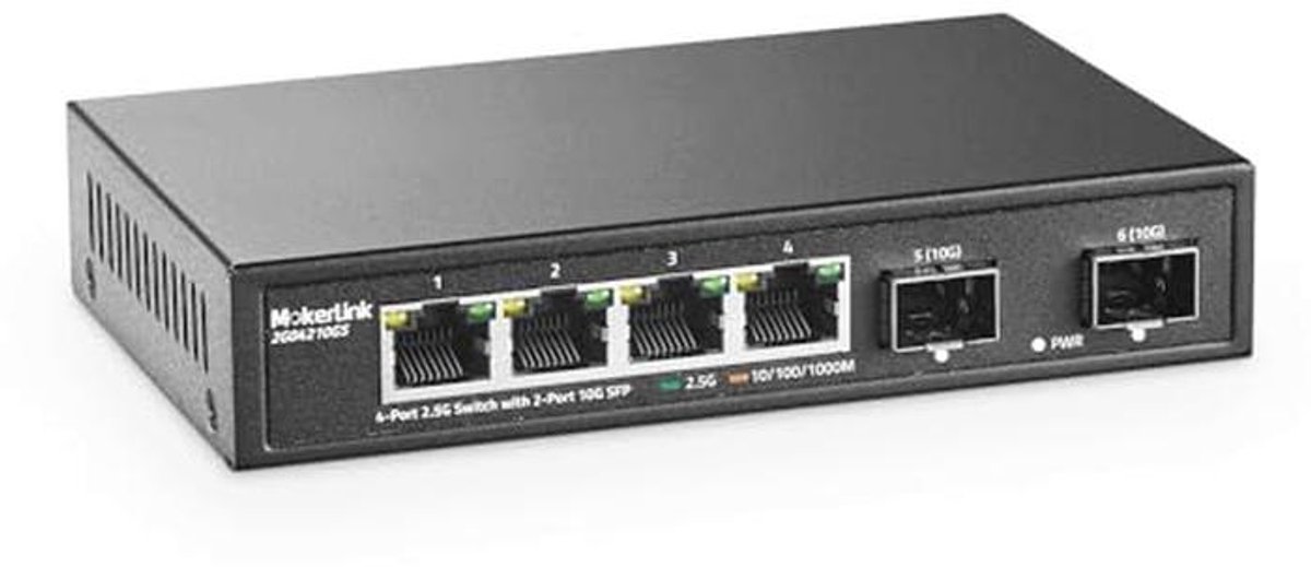 4-poorts 2.5G Ethernet Switch met 10G SFP - Onbeheerde Fanless Netwerk Switch