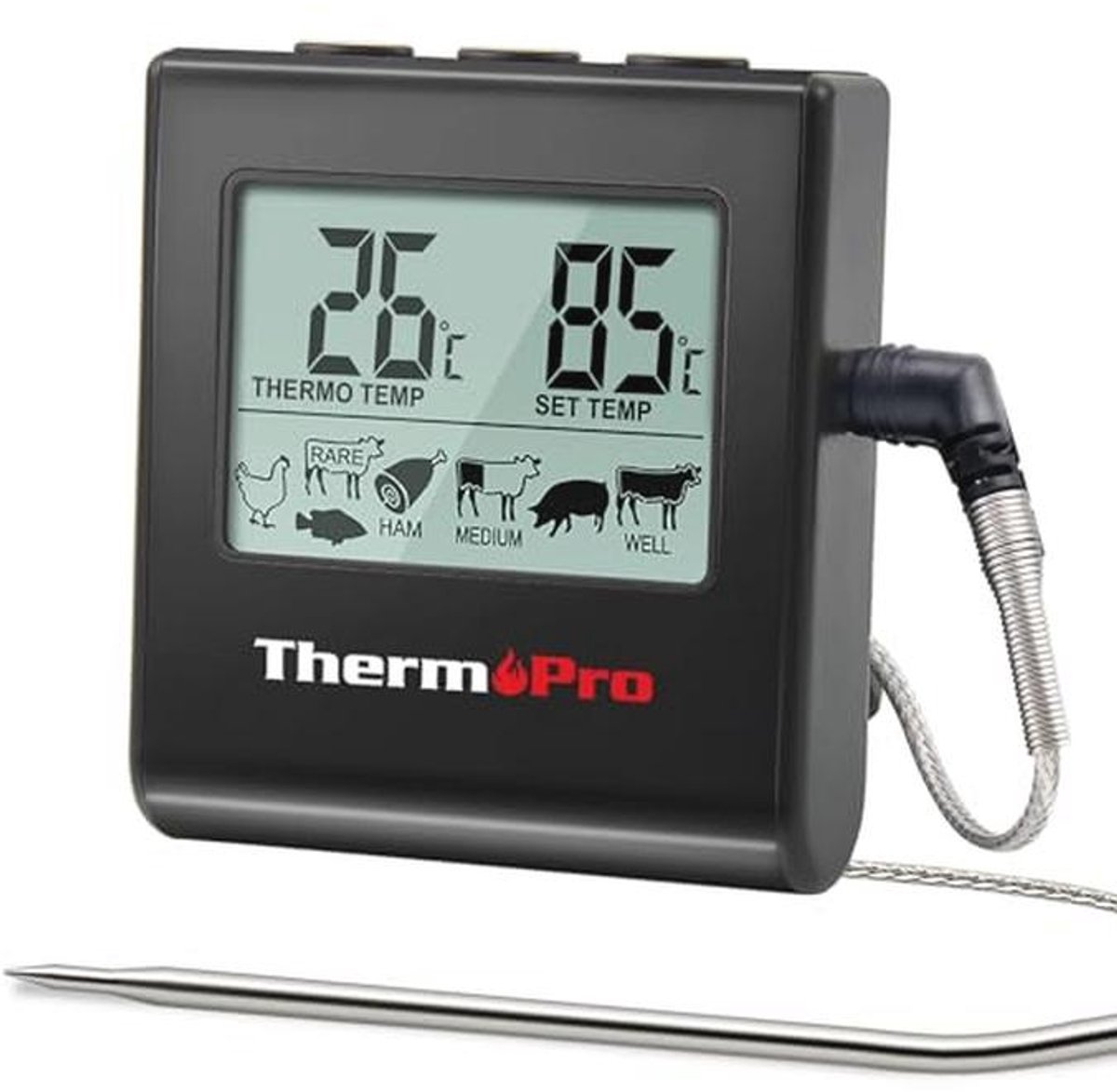 Digitale Vleesthermometer met Timer voor BBQ, Grill en Oven
