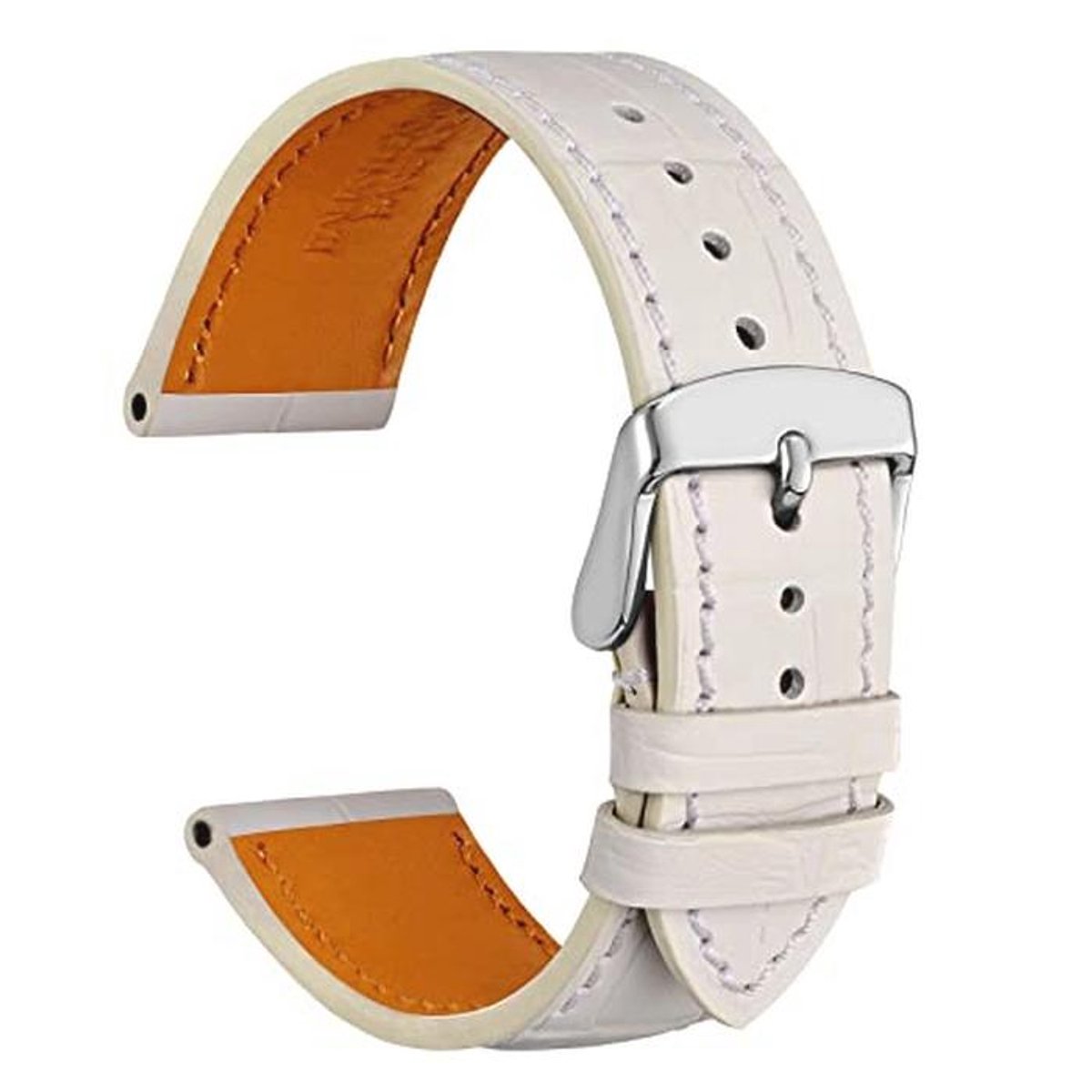 Alligator Geëmbossede Koeienhuid Horlogeband met RVS Gesp - Vervangbare Straps 18mm tot 22mm