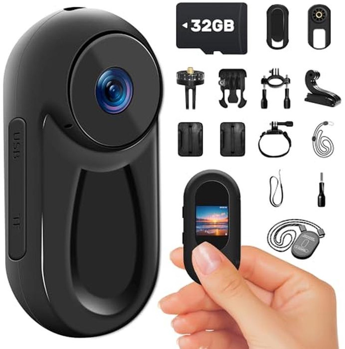 Mini Action Cam - Draagbare Sportcamera 1080p HD met 32 GB Geheugen