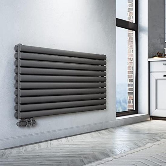 Riko Radiator Onderblok Recht Voor Midden Aansluiting Mat Zwart 3 6012