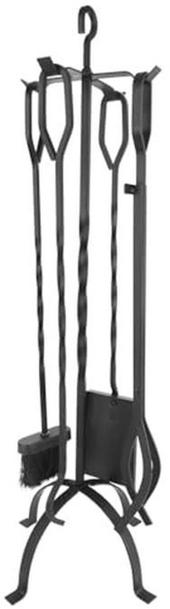5-delige Haard Gereedschap Set met Standaard - Smeedijzeren Open Haard Tools