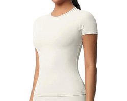 JTSONN T Shirt Dames Sport Korte Mouw Sportshirt Top Ademend Functioneel Shirt Ronde Hals Hardloopshirt Compressieshirt Yoga Gym Top voor Workout Running Fitness