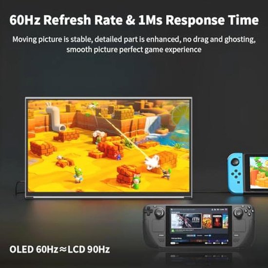Draagbaar 14 inch OLED Monitor - 2560 x 1440 - 2K Scherm met 100% DCI-P3 en 1ms Reactietijd — afbeelding 3