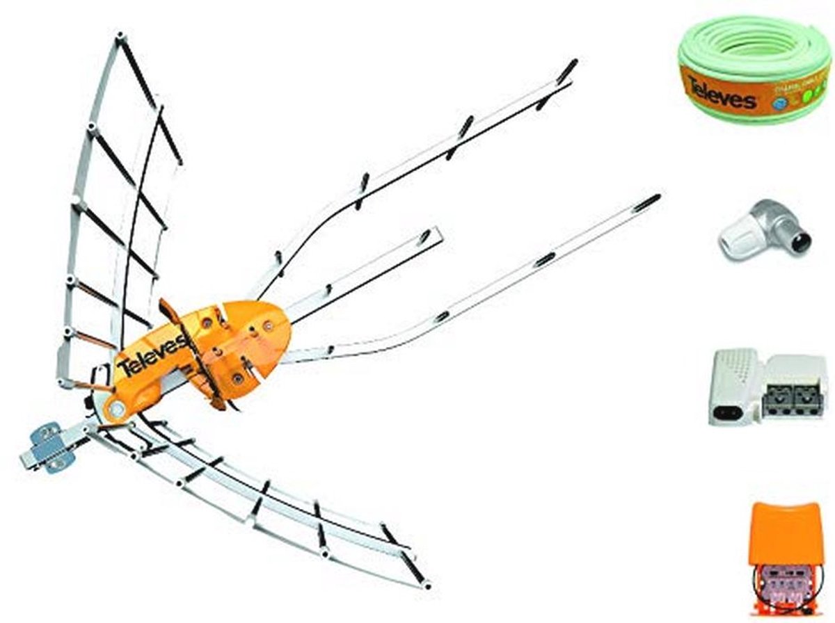 Antenne Set met Versterker 24 dB en Kabelrol