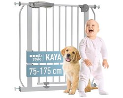 ib style® KAYA | The premium staircase fence | with all safety features | ! Includes wall protection caps | no drilling | grey | 135-145 cm