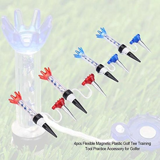 Herbruikbare Golf Magnet T-sets - Set van 4 Kunststof Golftees in Blauw en Rood voor Training van Merkloos — afbeelding 4
