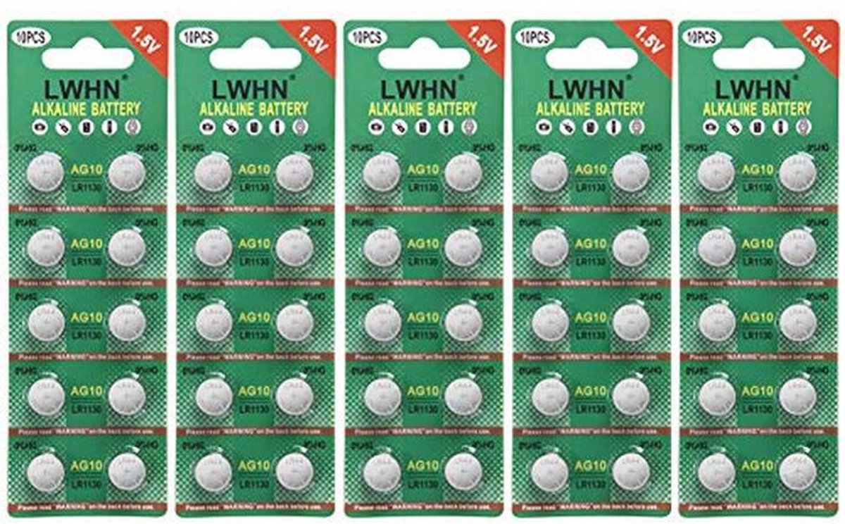 LR1130 Alkaline 1.5V Knopcelbatterijen - 50 Stuks