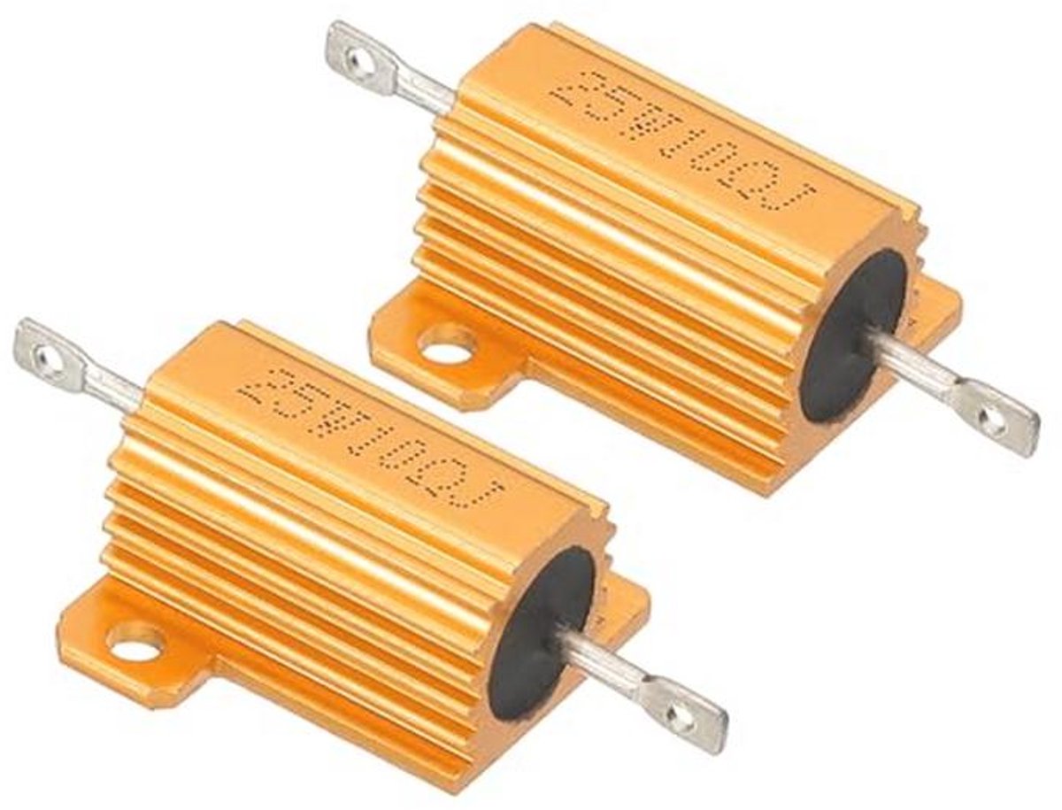 Aluminium Behuizing Weerstand 25W 3 Ohm - 2 Stuks - Hoog Temperatuur Vast en Betrouwbaar