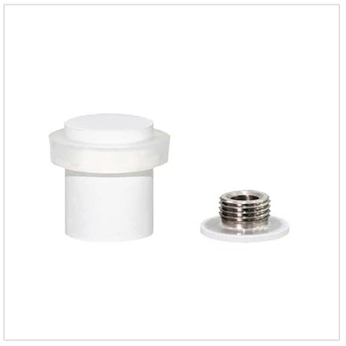 Deurstopper RVS Wit Gelakt | Ø20x25 mm | Inclusief Schroef en Montageplug