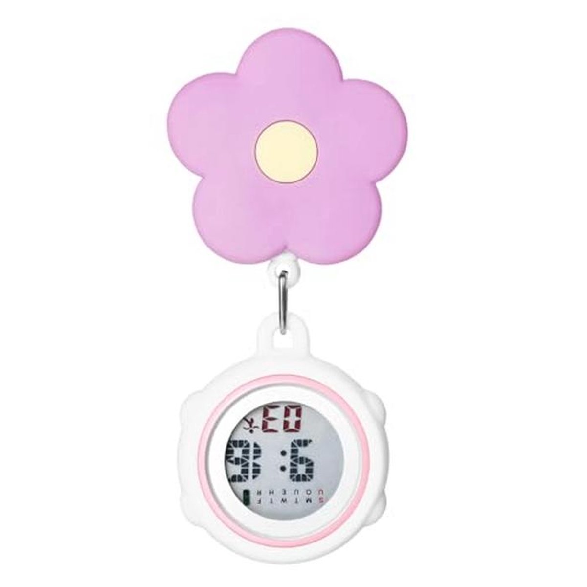 Digitale Verpleegsterhorloge met Siliconen Bloemen Design en Clip Pin