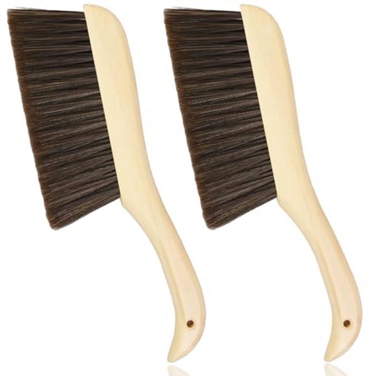 2 stuks Handbezem Stofborstel met Houten Handvat voor Thuis Schoonmaak