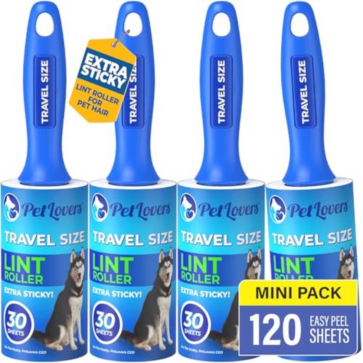 Mini Pluisrollen voor Reizen - 4 Stuks, Ideaal voor Dierenhaar en Vuilverzameling