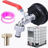 IBC adapter met zwanenhals, messing kraan, S60 x 6 cm, waterkraan, afsluitkraan, 3/4 inch voor 1000 l regenwatertank, IBC-tank, accessoires voor regenwatertank, watervat, regenvat, IBC-container