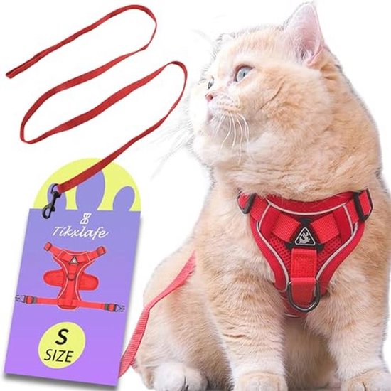Kattenharnas en riem set ontsnappingsbestendig reflecterend verstelbaar zacht mesh gewatteerd vest jas voor huisdier puppy kitten buiten wandelen (S, grijs Kattenharnas en riem set ontsnappingsbestendig reflecterend verstelbaar zacht mesh gewatteerd vest jas voor huisdier puppy kitten buiten wandelen (S, grijs