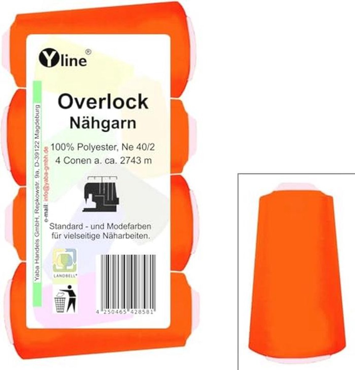 Overlock naaigaren spoelen - 4 stuks 100% polyester neon oranje