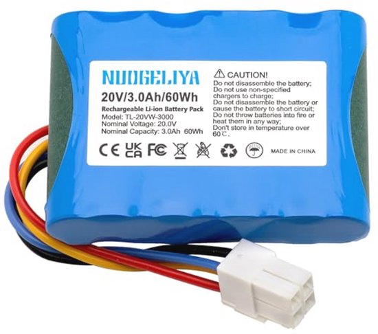 20V 3000mAh Li-Ion Reservebatterij Robotmaaier met BMS Bescherming, Compact, Lichtgewicht