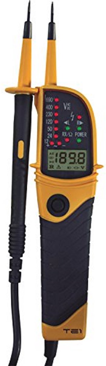 Professionele 2-polige spanningstester met LED en LCD-display - CAT III IP64