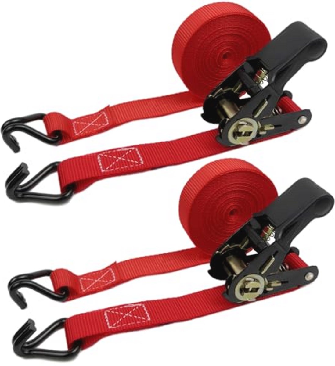 800kg Ratchet Straps 6M x 25mm - 2 Pack with Hooks
