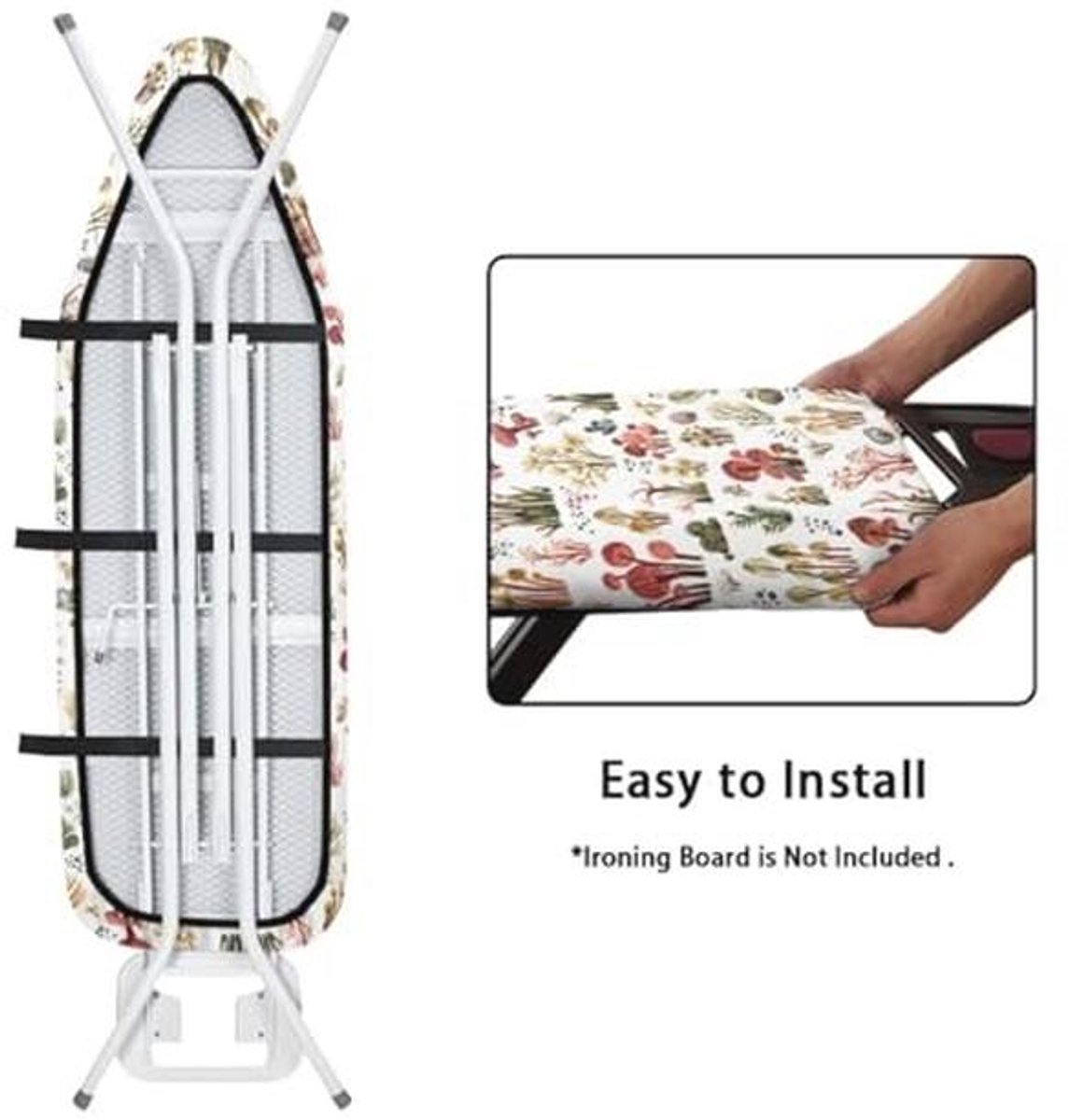 Verschillende Paddestoel Strijkplank Covers - Duurzaam, Wasbaar met Haak en Lus Sluiting