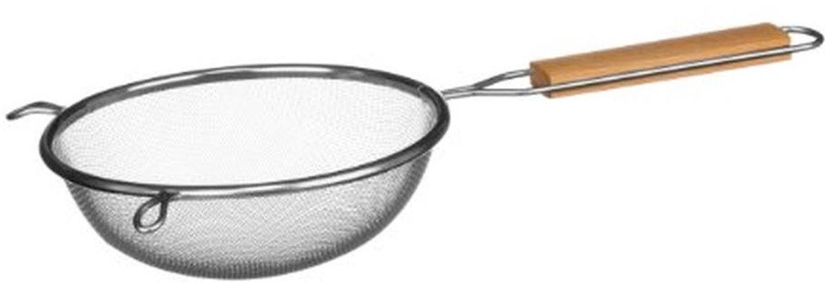 RVS Zeef met Houten Handvat - 16 cm
