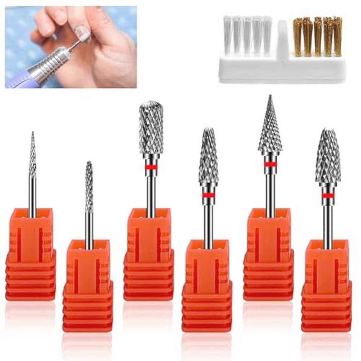 Professionele Nagelfreesbits voor Manicure en Pedicure - Set van 6 Stuks