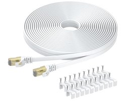 Cat 8 Ethernet Kabel 8 Meter – Hoge Snelheid, Platte RJ45 Lan Netwerkkabel 40Gbps voor Switch, Router, Modem, PC