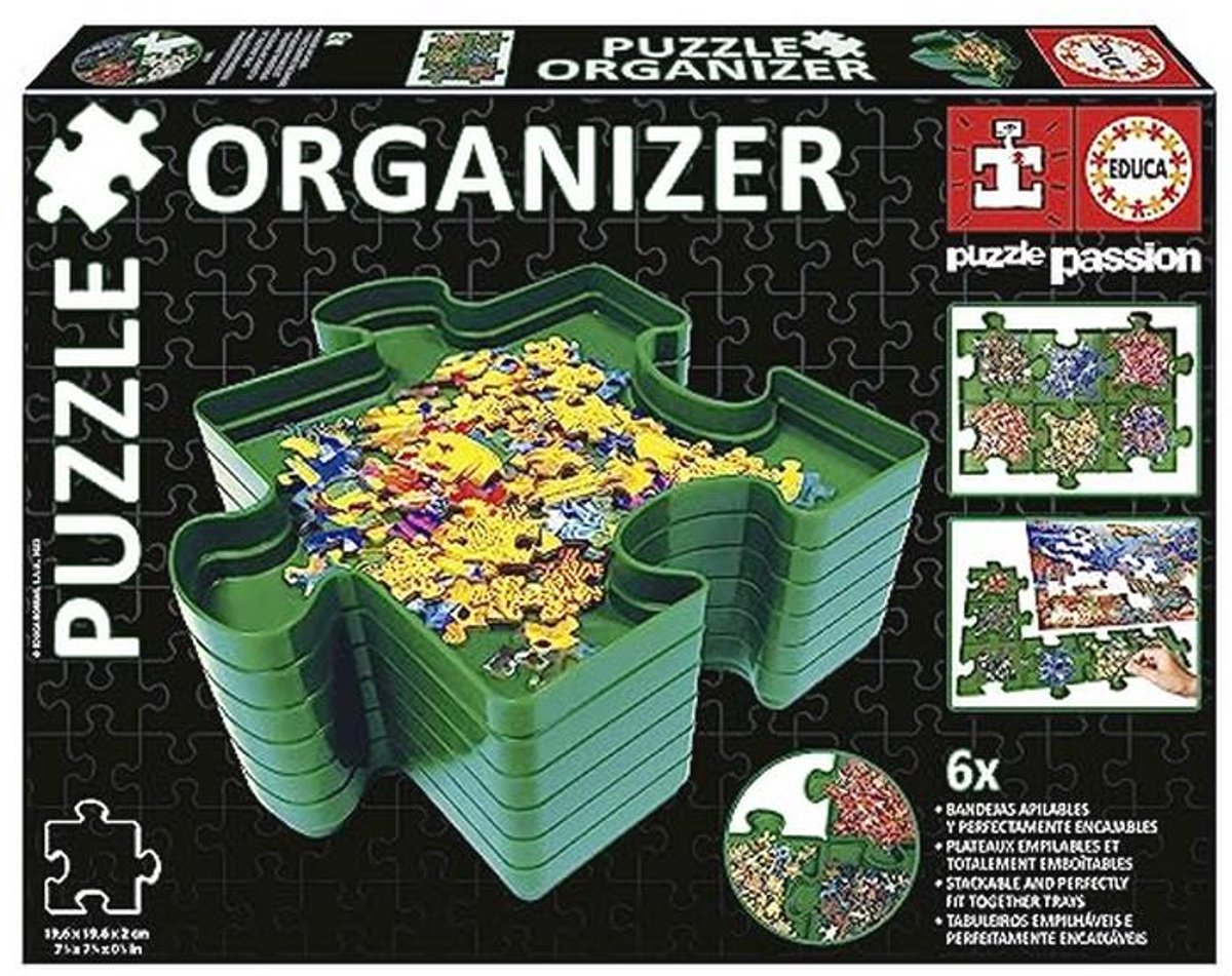 Puzzel Organizer met 6 Stapelbare Bakken voor het Sorteren van Puzzelstukjes