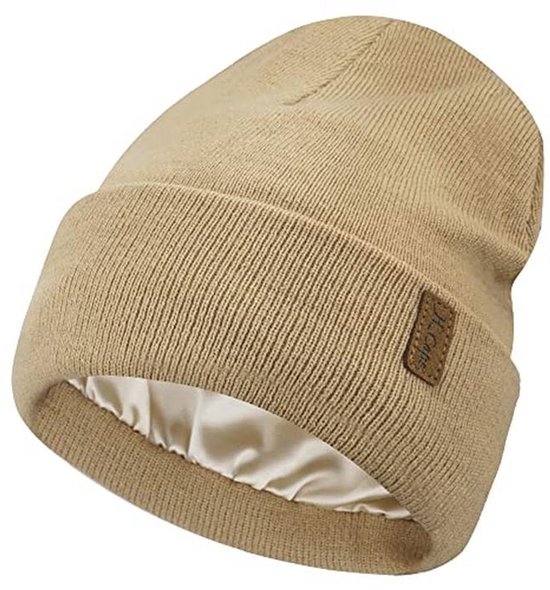 Ruige Muts Warme Dames Wintermuts - Gebreide Thermische Muts met Satijnen Voering ...