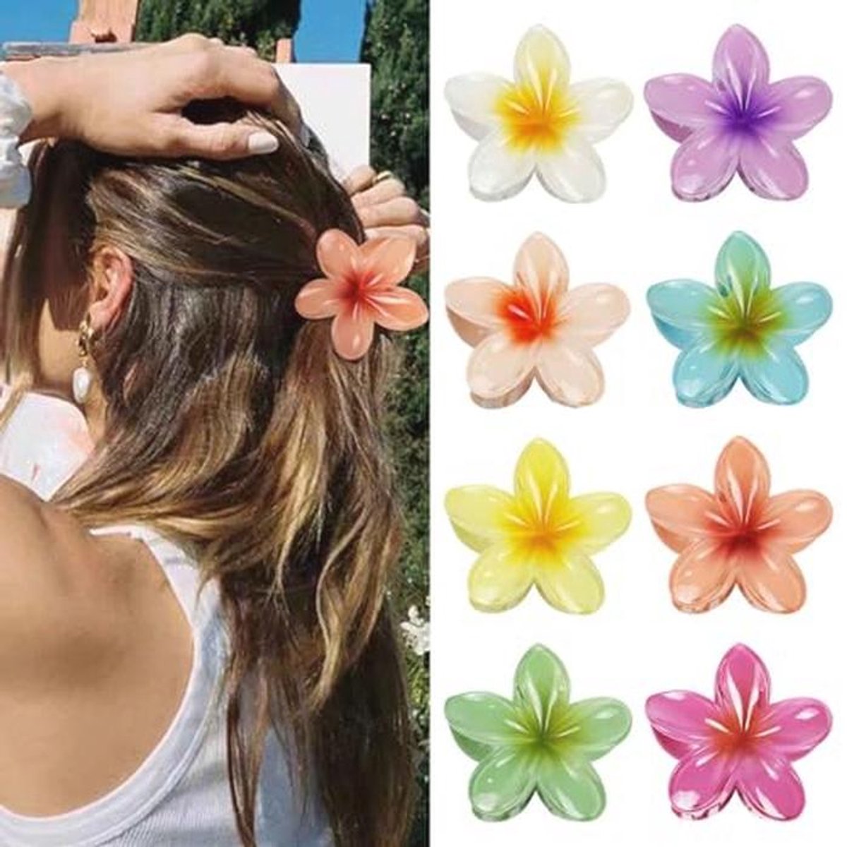 Kleurige Haarclips met Bloemen voor Dames en Meisjes - 8 Stuks