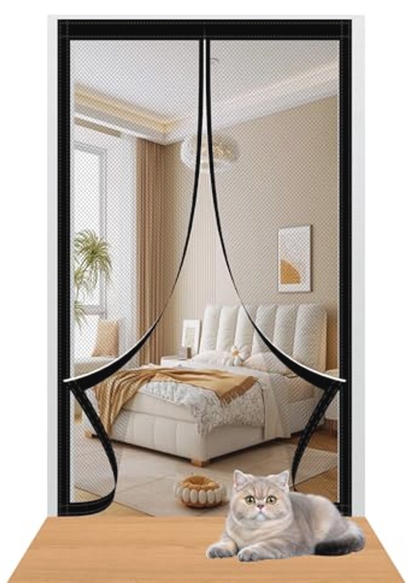 Magnetische Vliegengordijn 50 x 150 cm Makkelijk Te Installeren Zonder Boren Vliegengordijn Voor Deur Automatische Sluiting Voor Balkondeur/Woonkamer, Zwart