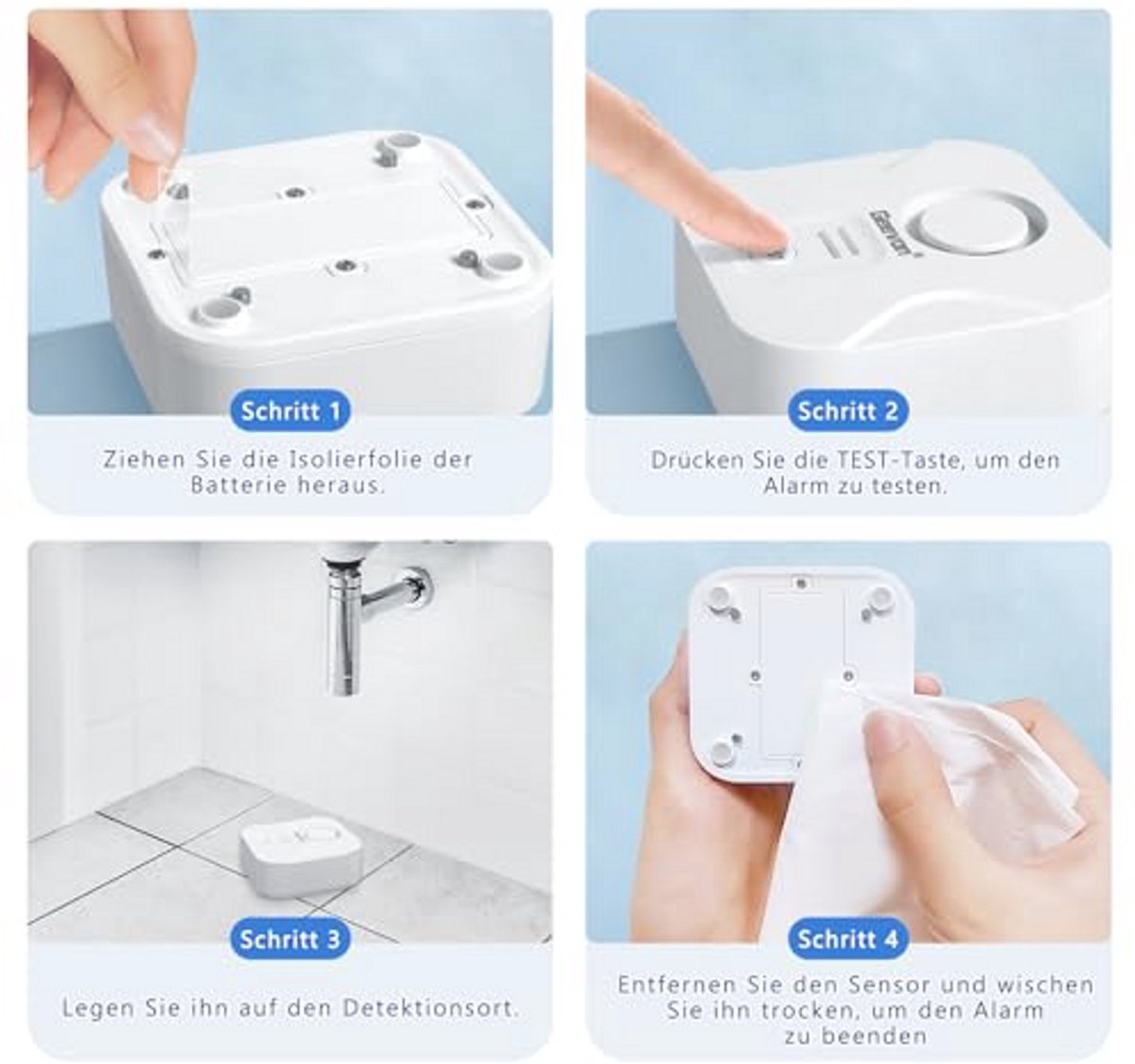 Watermelder 100 dB - Batterij Aangedreven Watersensor voor Kelder, Badkamer en Keuken