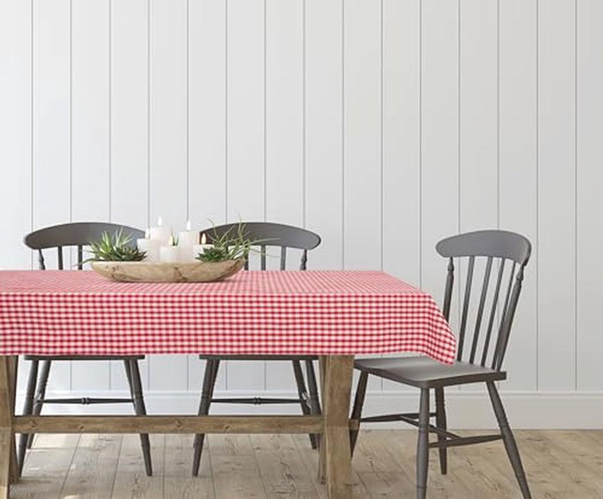 Tafelkleed 130 x 220 cm - Rood/Wit Geruit Katoen