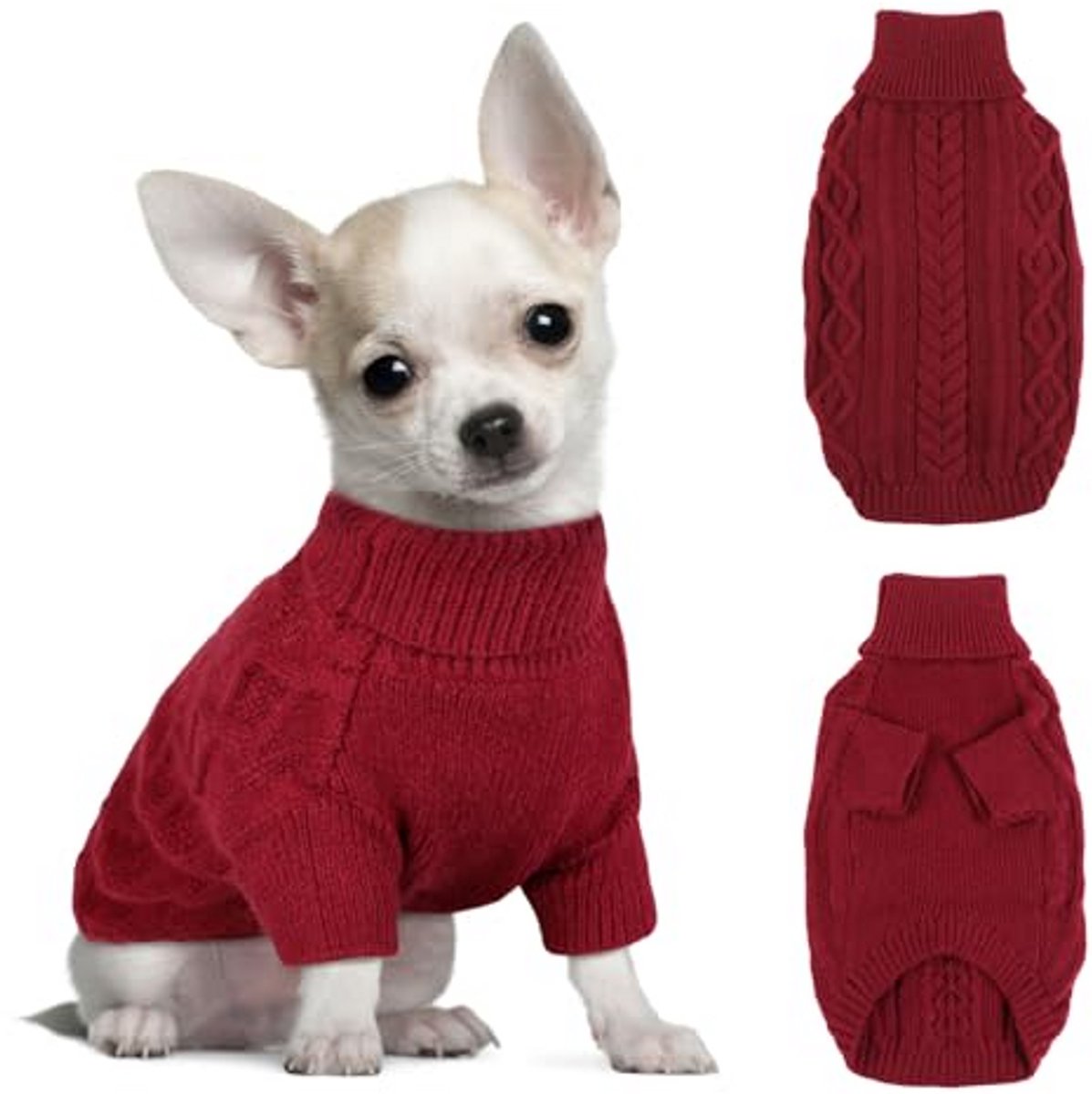 Warme Honden Trui voor Winter - Hond Pullover met Harnas Opening voor Kleine en Middelgrote Honden (Rood)