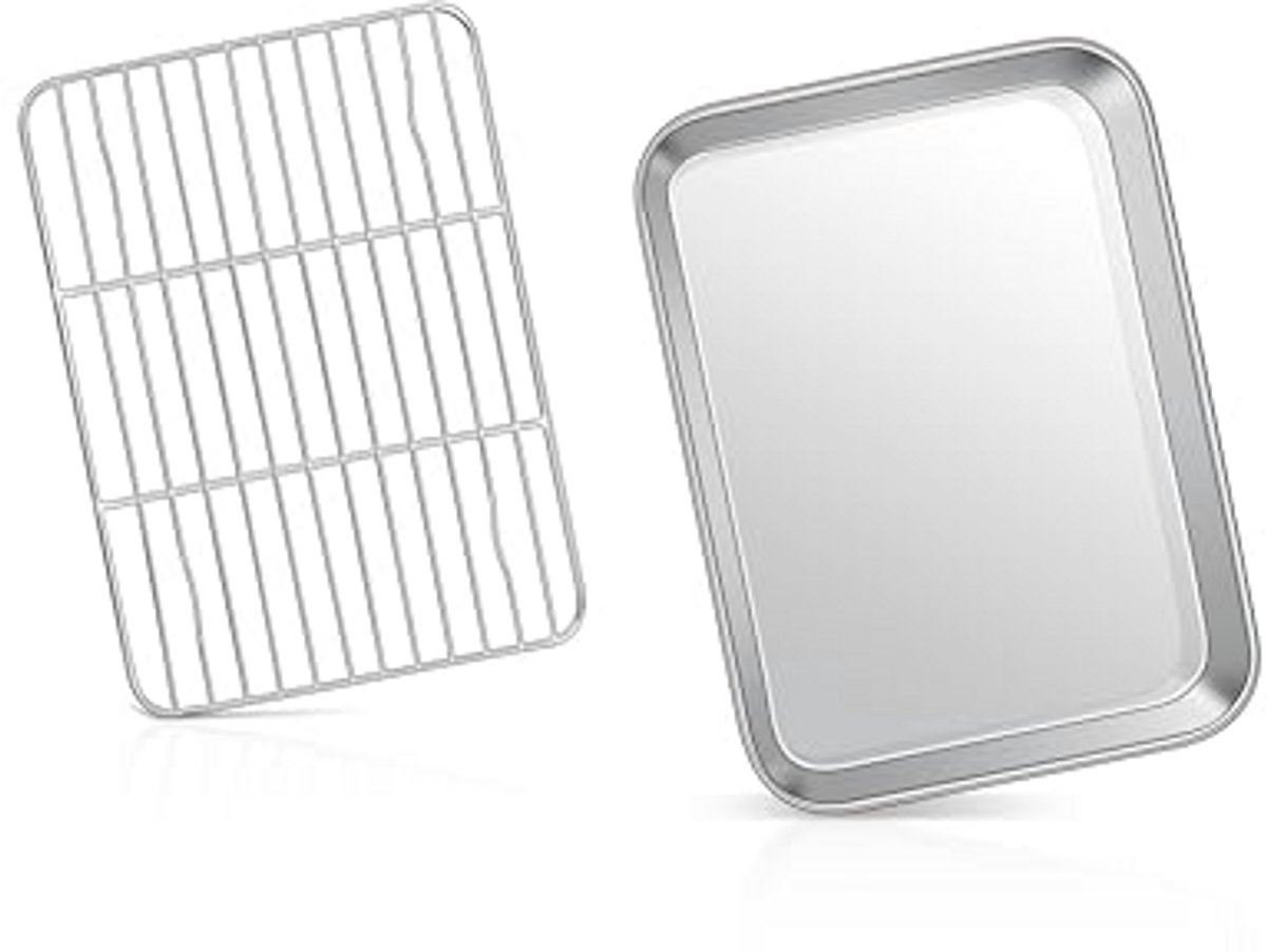 Bakplaat Pan met Rack Set - Vaatwasmachinebestendig en Duurzaam RVS Bakgerei voor Gezonde Maaltijden