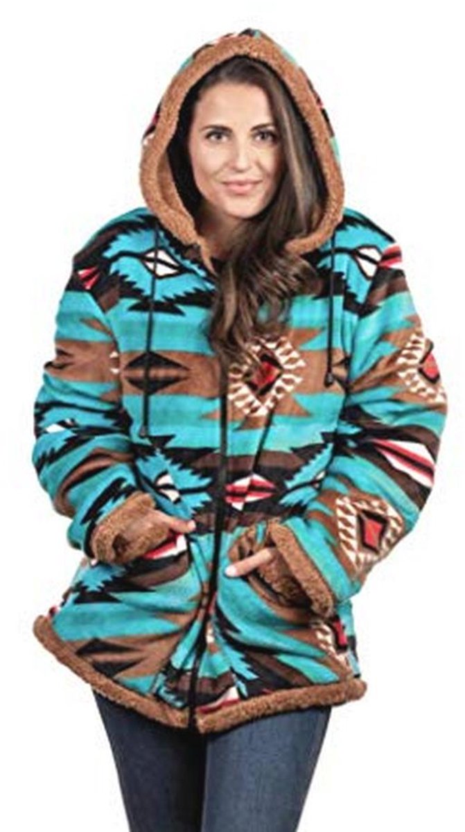 Dames pluche sherpa hoodie met capuchon en ritssluiting