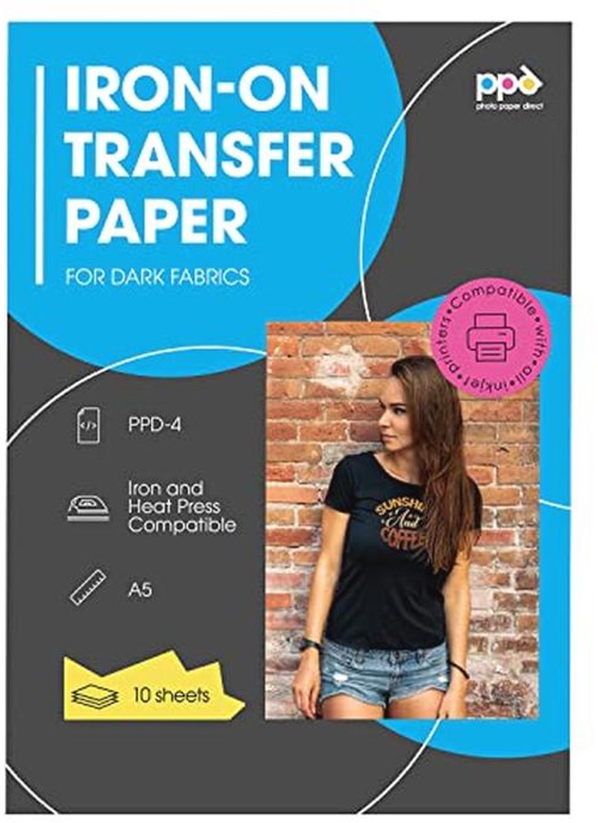 A5 Inkjet T-shirt Transfer Papier voor Donkere Textiel - 10 Vellen