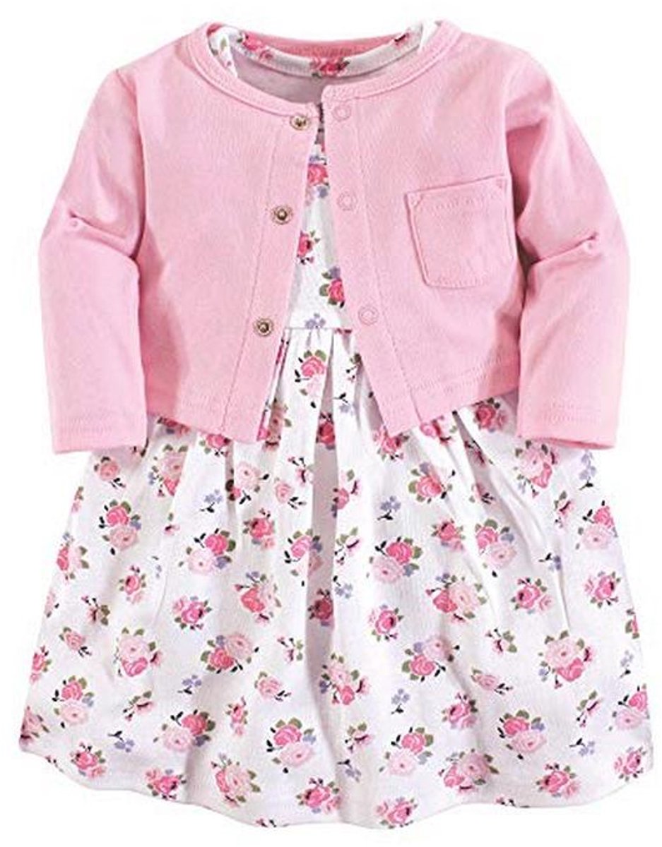Casual Jurk en Cardigan Set voor Baby-Meisjes
