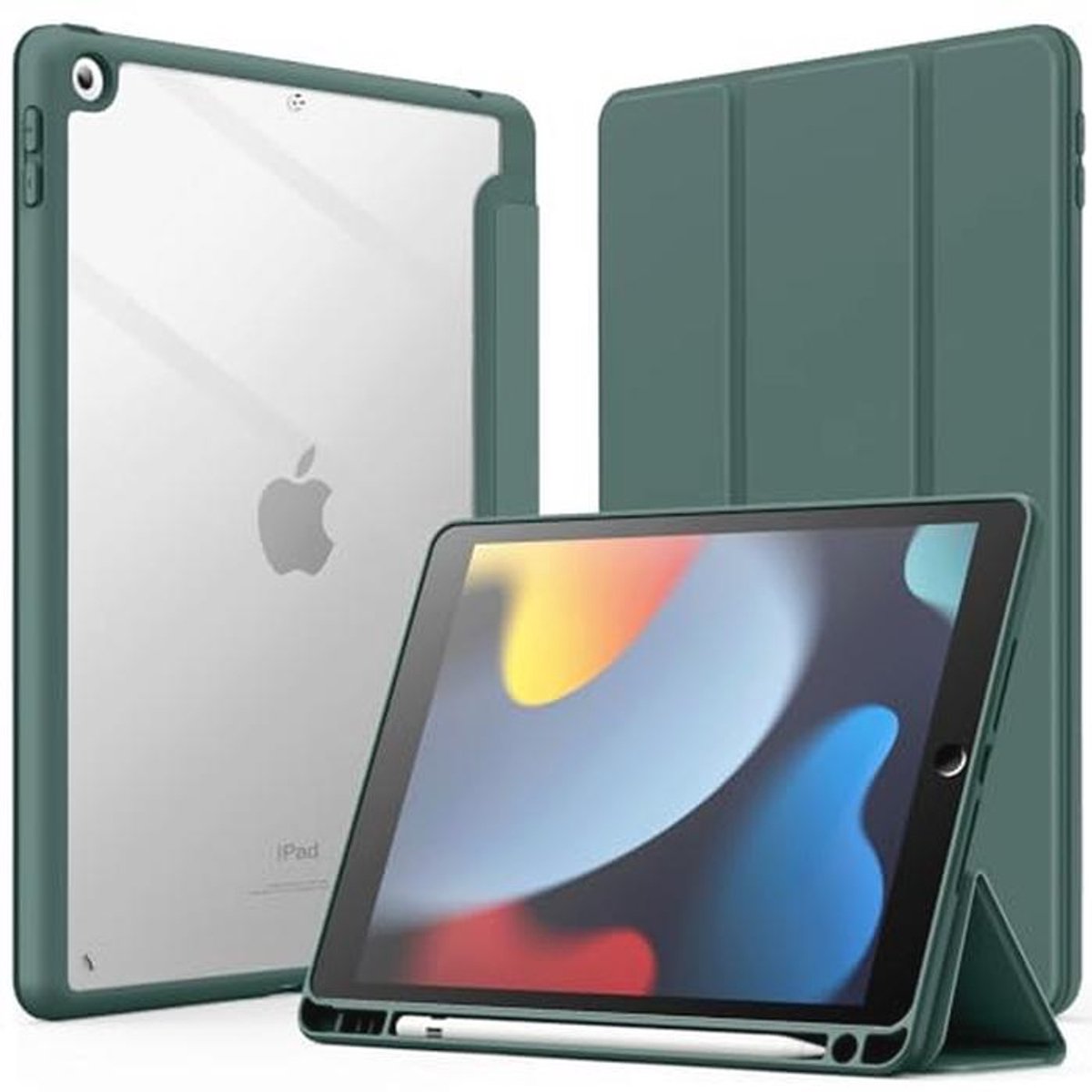 Dunne tabletcase voor iPad 10.2-inch met pennenhouder en transparante achterkant