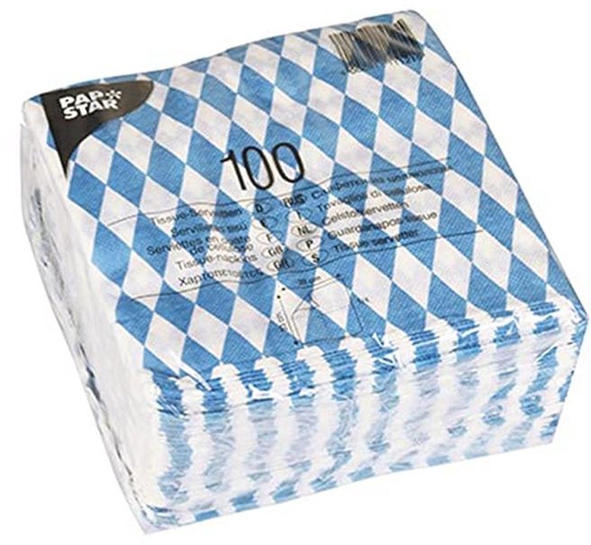 Beierse Servetten Blauw - 100 Stuks 1-Laags 33 x 33 cm voor Feesten en Gastronomie