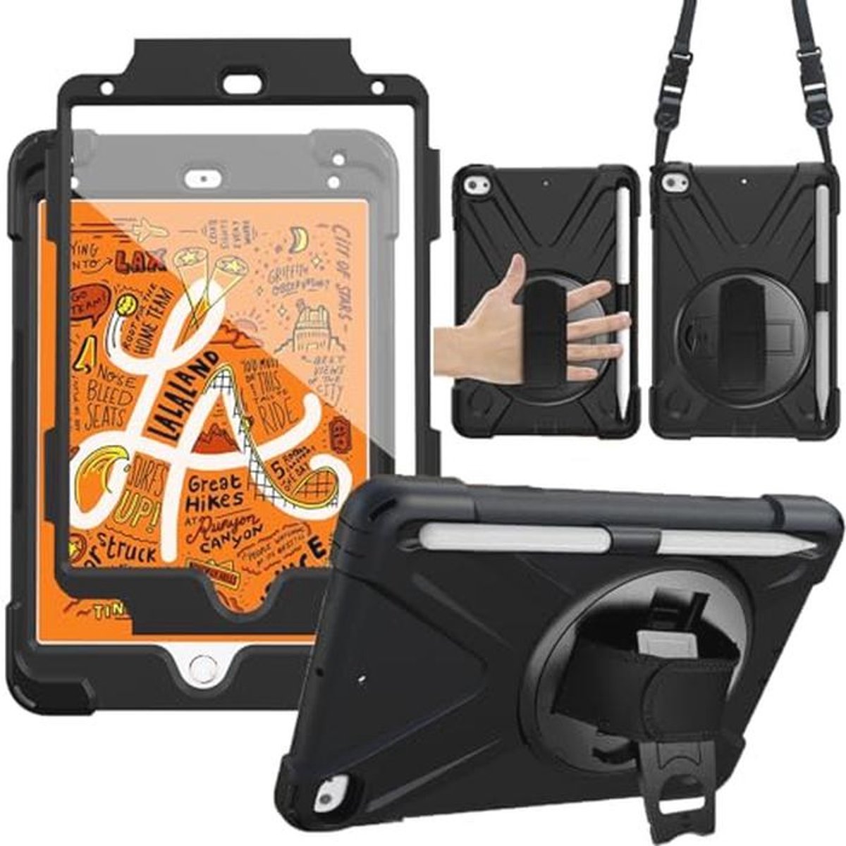 Stootvast Siliconen Beschermhoes voor iPad Mini 5/4 met 360° Draaibare Standaard