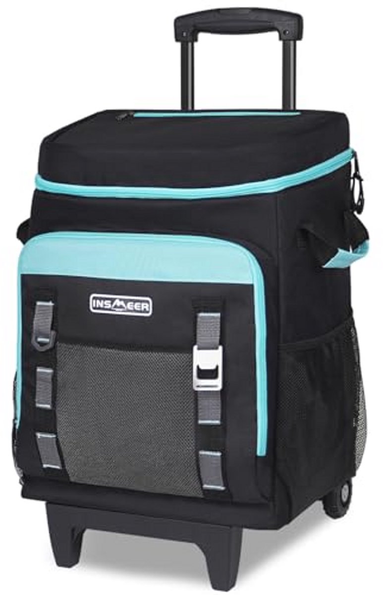 Koelbox met Wielen - 80 Blikjes, 50L, Opvouwbaar en Draagbaar voor Camping en Strand