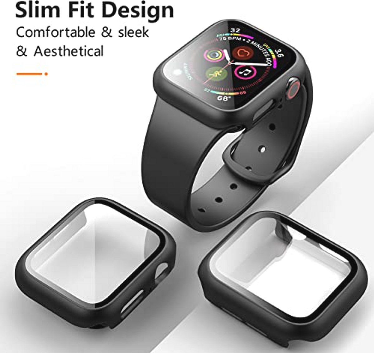 Hoes met displaybescherming voor Smartwatch 44 mm - 2 Stuks