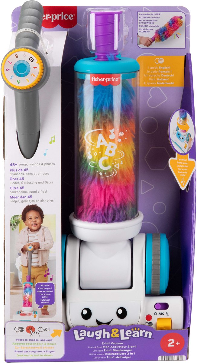 Fisher-Price Leerplezier 2-in-1 Stofzuiger met Stoffer en Lichtjes en Muziek — afbeelding 3