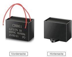 Startcapacitor voor plafondventilator - 4uF 450V voor AC-motoren (3 stuks)