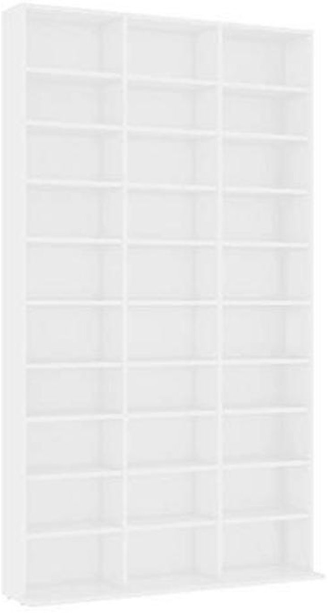 Staand CD-rek met 30 vakken voor muziek en accessoires - Wit - 102x16x177,5 cm